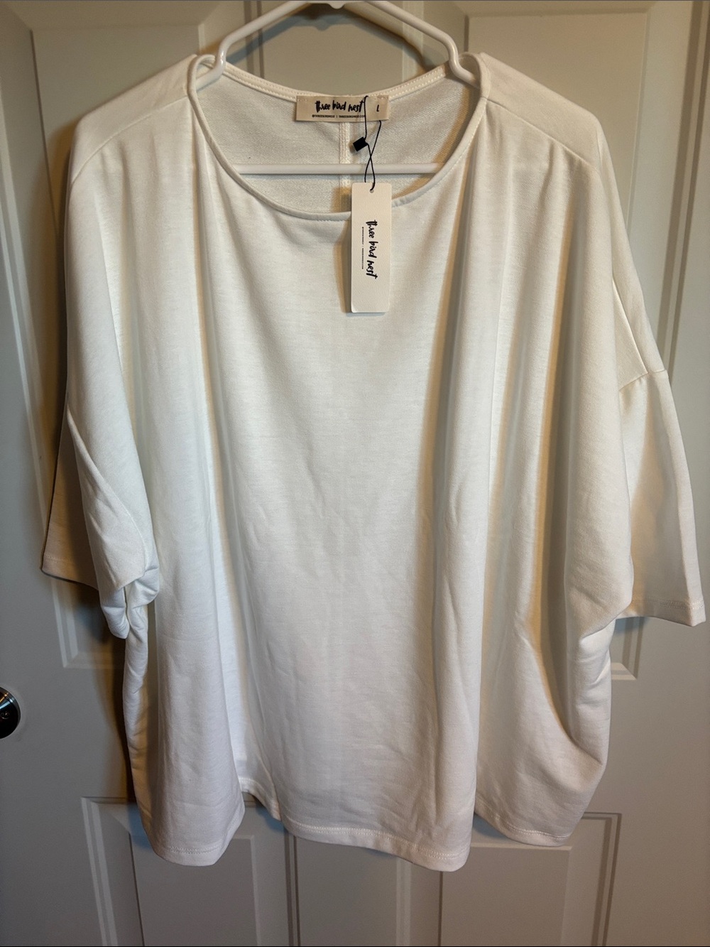 Three Bird Nest White Scoop Neck Tank